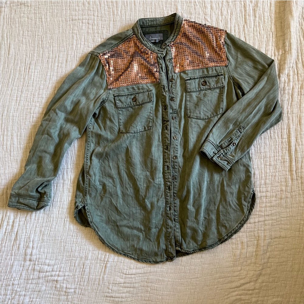 Anthropologie Embellished Button Up
